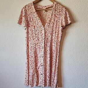 Ripcurl Beachy Print V-Neck Dress or Cover-Up, Short Sleeved, Button Front 10